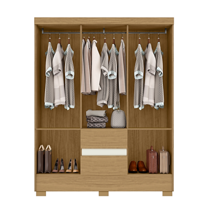 Guarda Roupa Casal 6 Portas 2 Gavetas com Pés Coimbra Aramóveis Off White Cod 501.058
